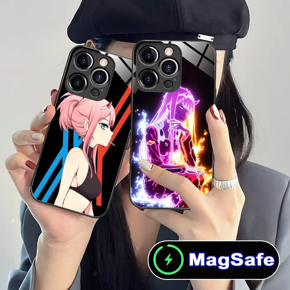 

Чехол для мобильного телефона Neon Zero Two для iPhone 16, 15, 14, 13, 12, 11 Pro Max Plus Mini MagSafe, защитное стекло, роскошное, красивое