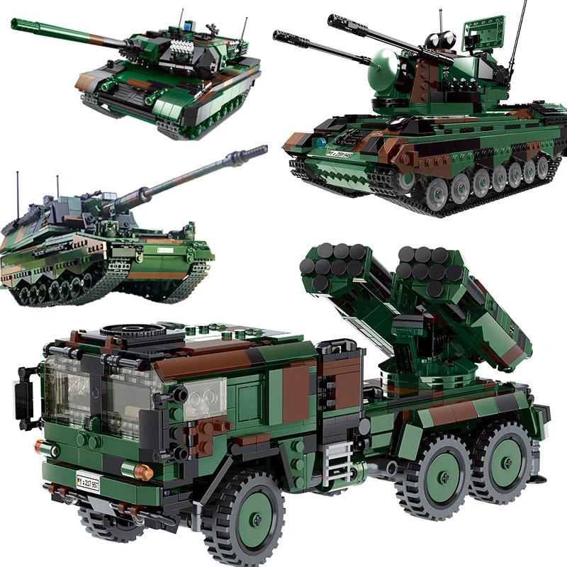 German Military Building Block Tank Leopard-2A6 M113 Armored Car HX-81 Tank Transport Vehicle Brick Assembly Model Boy Toy Gift