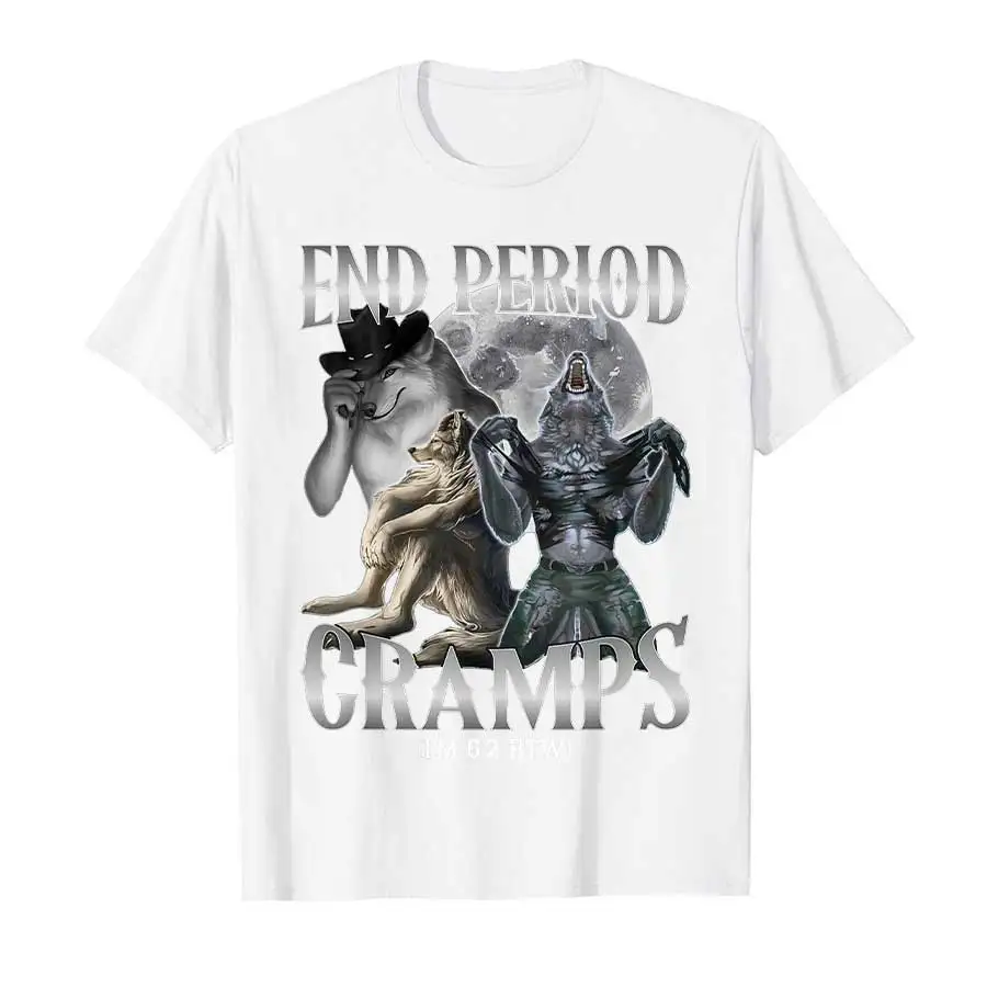 Ende der Menstruationsbeschwerden (Ich bin 1,88 m groß) Lustiges Alpha-Wolf-Cringe-Meme-T-Shirt für Herrenbekleidung Damen-T-Shirt 2026 Sommer-Oberteile – Detail 7