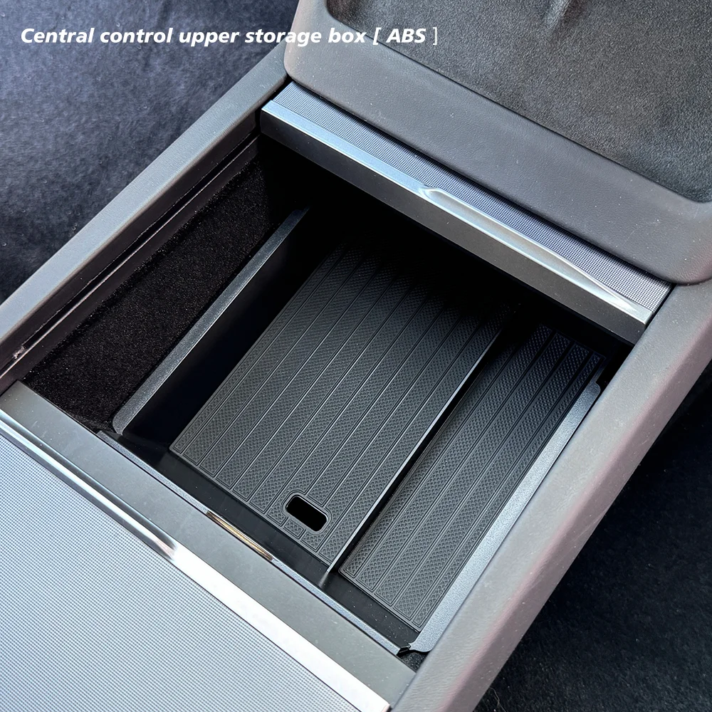 TESY Console & Armrest Storage Box For Tesla New Model Y Juniper Launch ABS Silicone Non-slip Mat Upper and Lower Watercup