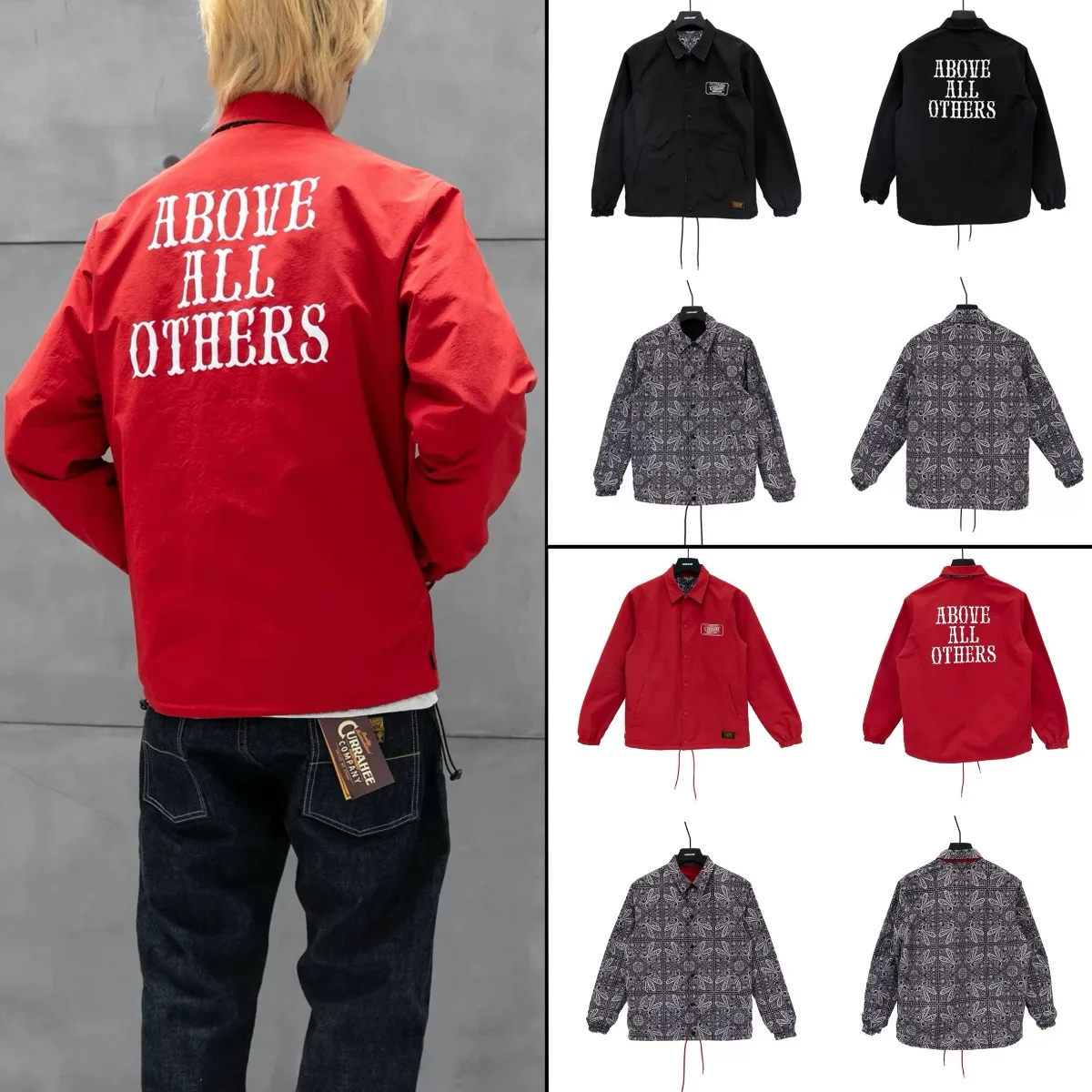 

2025 New Japanese Letter Printed Double-sided Jacket for Outdoor Nylon Waterproof and Windproof Men Coat
