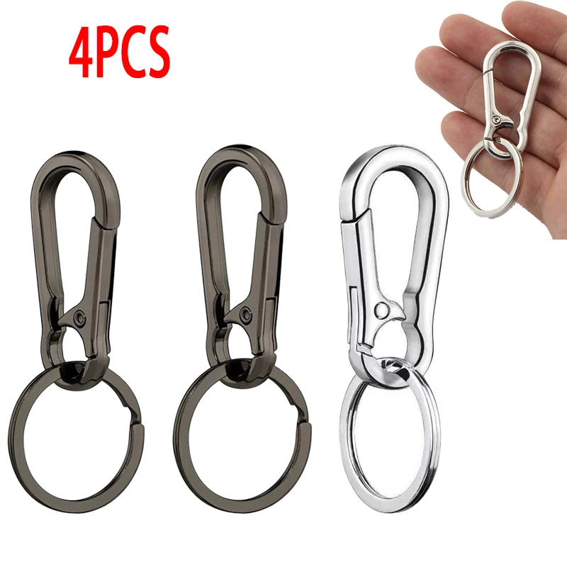 

4Pcs Carabiner Clip Keychain Metal Carabiner Shape Key Ring Keyring Key Holder Clips Hook Holder Organizer for Car Keys Finder