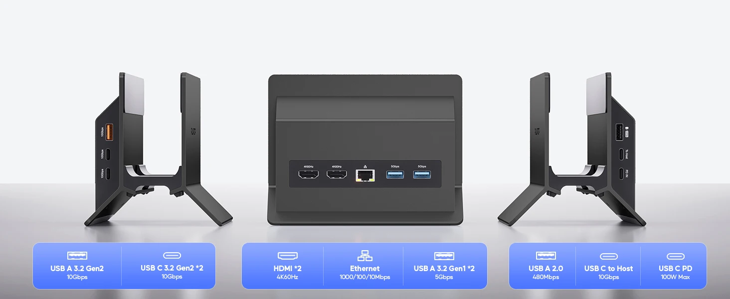 PULWTOP USB-C-Dockingstation für zwei Monitore, mit 2 HDMI 4K, USB C 10Gbps, USB A 5Gbps, USB A 2.0, Ethernet, für Laptops mit Typ-C-Anschluss – Detail 8