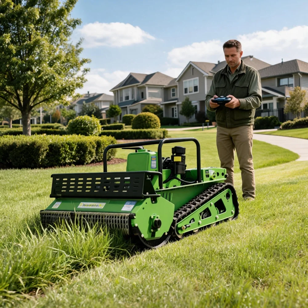 

Small Tracked Lawn Mower 800mm Cutting Width Zero Turn Remote Control Multi-use Trimmer CE EPA Certified Simple Design Yard