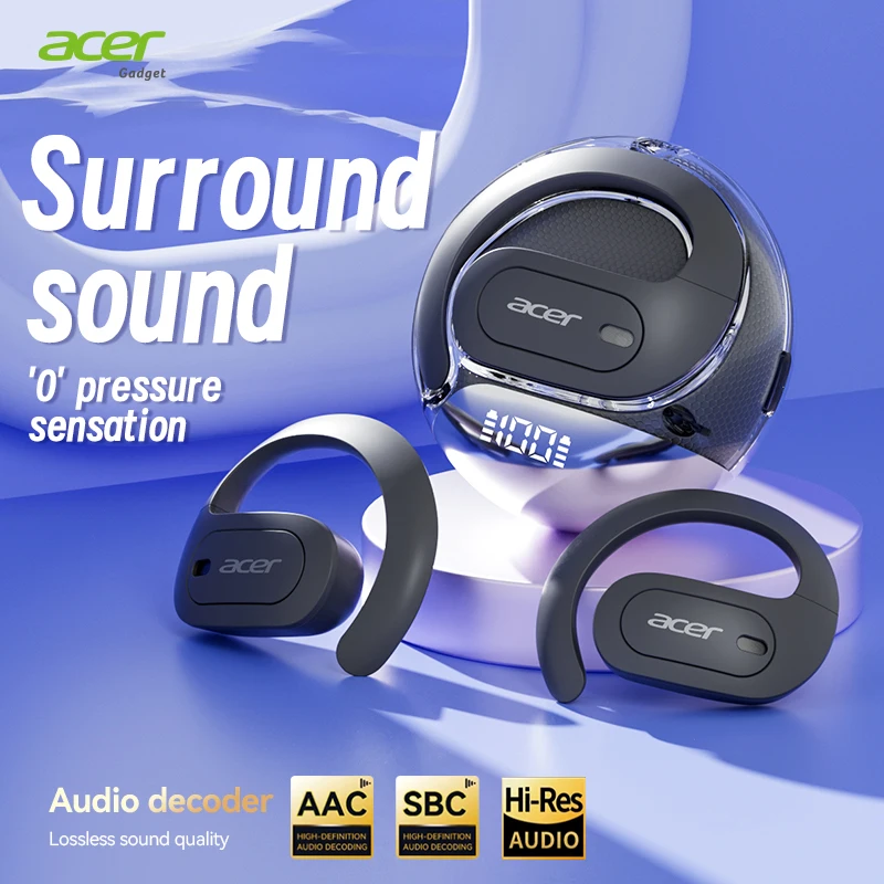 Acer OHR538 Open Ear Wireless Earbuds Bluetooth 5.4, Directional Sound, Heavy Bass, 16H+ Battery, ENC Call Noise Reduction