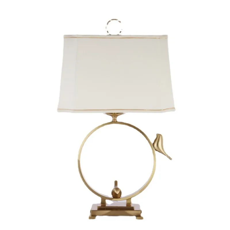 New Chinese desk lamp, bedroom bedside lamp, simple and creative American all-copper study, living room desk lamp,