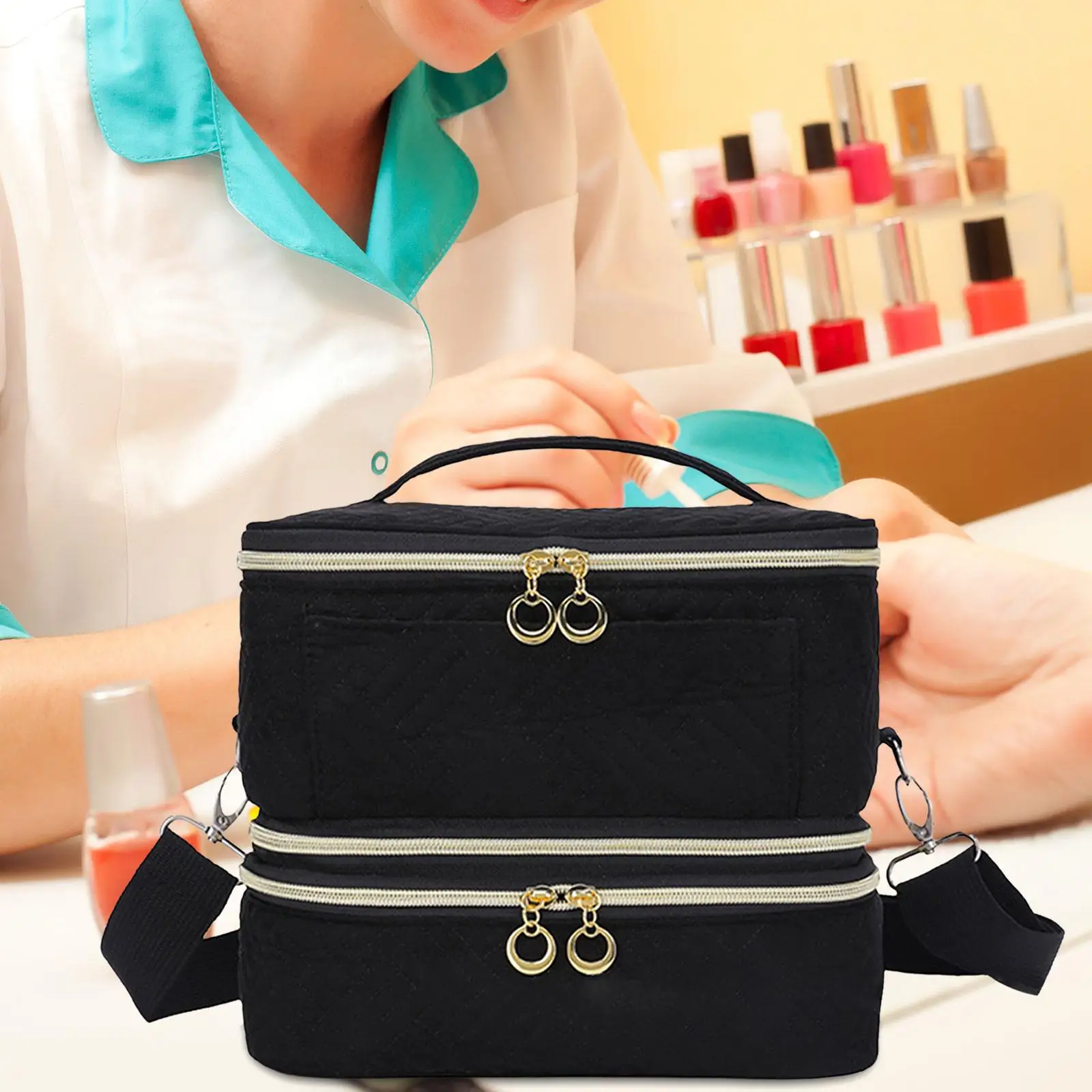Nail Polish Organizer Nail Polish Storage Bag Portable with Sturdy Handle Salon Use Travel Nail Polish Carrying Case image 2
