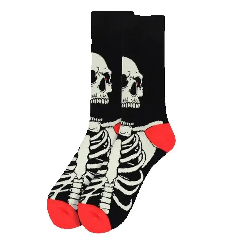 Retro Novelty Skull Skeleton Bones Cotton Crew Socks Unisex Men Women Halloween Creative Stockings Harajuku Long Socks Gifts