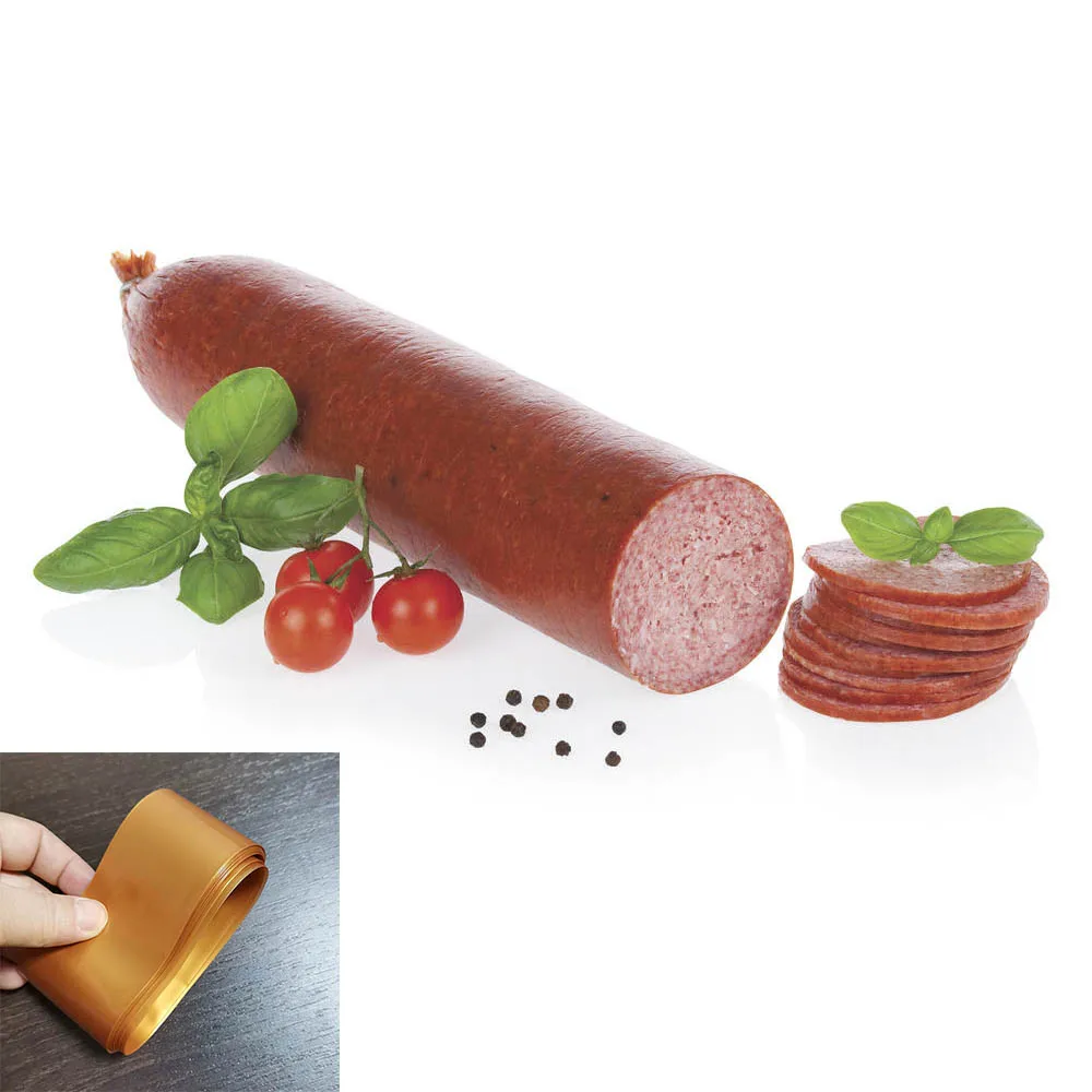 Golden Plastic Sausage Casing Width 55mm Sausages Shell Handmade Ham Maker Meat Sausage Packing Tools Kitchen Tools 1-15 Meters