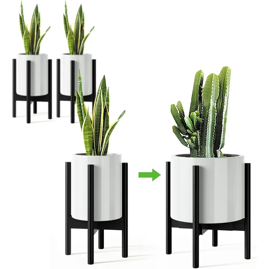

2 Pack 14.5 Inch Tall Plant Stand for Indoor Adjustable Width Bamboo Plant Stand for 8 9 10 11 12 Inches Pot Single Tie
