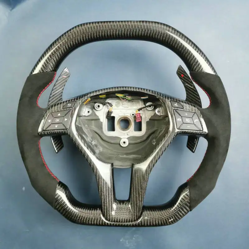 

For Mercedes-Benz W204 W212 W218 GLK207 A45 A172 E280(With Paddle Shifters Holes) 100% Real Carbon Fiber Car Steering Wheel