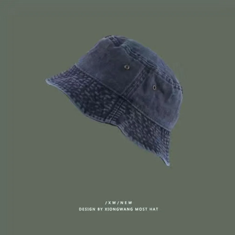 Japanese minimalist windproof denim fisherman cap, both men's and women's versions, suitable for outdoor hiking and camping.