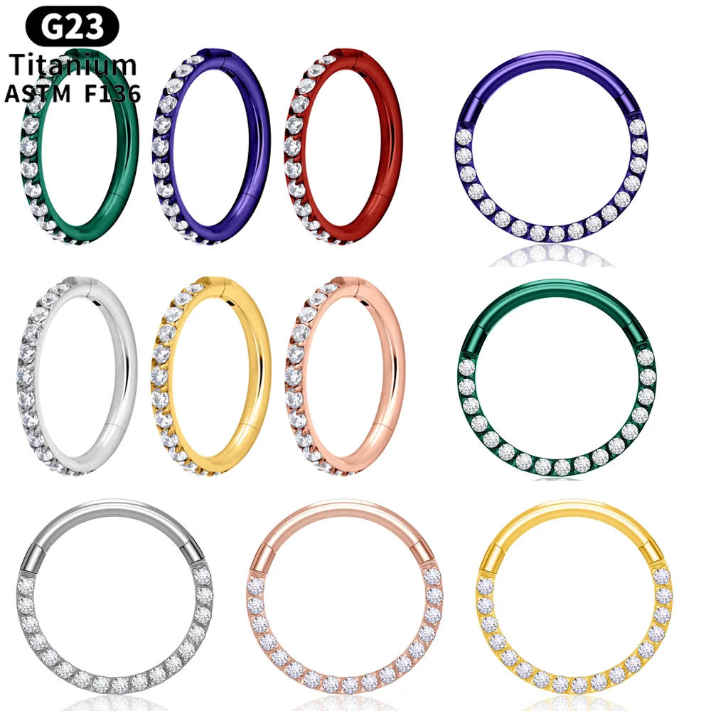 

G23 Titanium Piercing Septum Ring Hoop Front Side Beside CZ 16G Cartilage Tragus Helix Lobe Daith Earring Body Piercing Jewelry