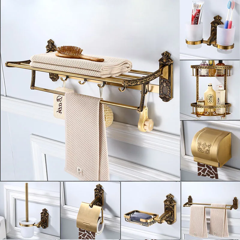 

Антикварная латунная вешалка для полотенец для ванной комнаты 90 ° Складная настенная полка для полотенец из космического алюминия с двумя крючками, нержавеющая, для крепления на стену