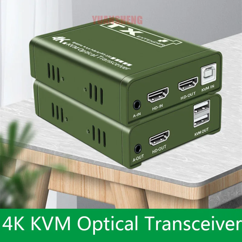 

4K 60Hz Fiber Optical KVM Extender for HDMI over Single LC Cable to 10Km USB Fiber Transceiver with EDID Support Mouse Keyboard