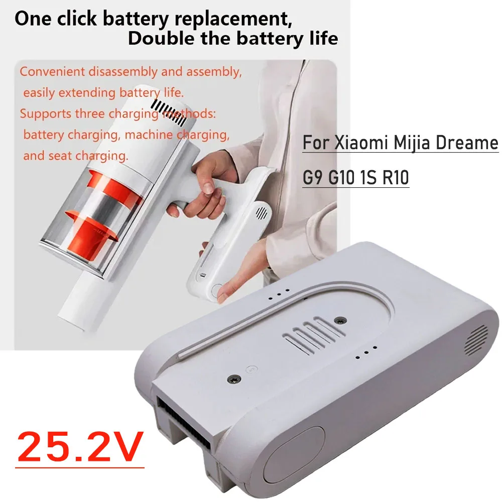 

Rechargeable Li-ion Battery Pack 25.2V 5000mAh P2046-7S1P-BC Vacuum Cleaner battery For Xiaomi Mijia Dreame G9 G10 1S R10