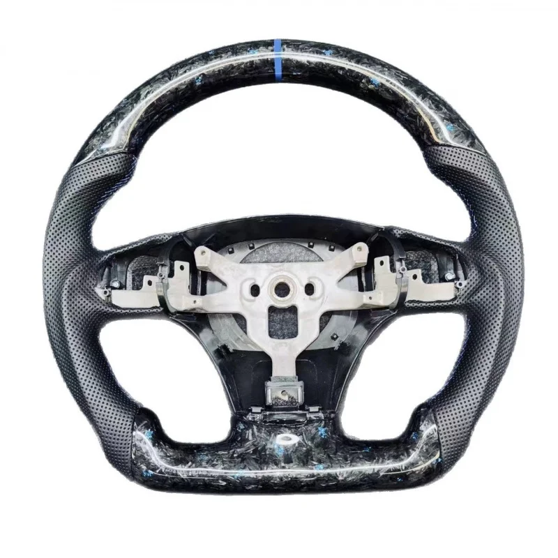 For Corvette C6 Forged Carbon Fiber Steering Wheel Modification (Blue Foil Style)