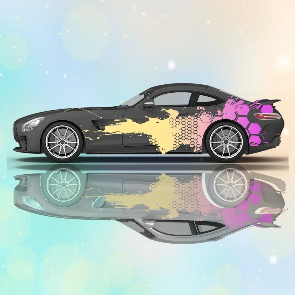 

Сотовые брызговшие чернила, автомобильные виниловые наклейки, самоклеящаяся наклейка из ПВХ, подходит для грузовиков, внедорожников, украшения, автоаксессуары, подарок