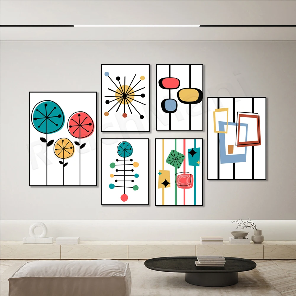 1960 Mid-Century Modern Art, Atomic Color Print, Vintage Graphics, MCM Wall Art, Scandi Wall Art, Danish Color Poster, Pop Art