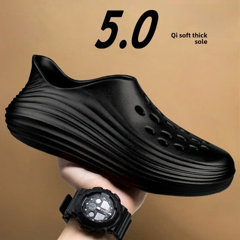 

Men's Summer Casual Full Coverage Slip-On Water oes Anti-Slip Beach Sandals Breathable EVA Flat Heel Glue Bonding Proc