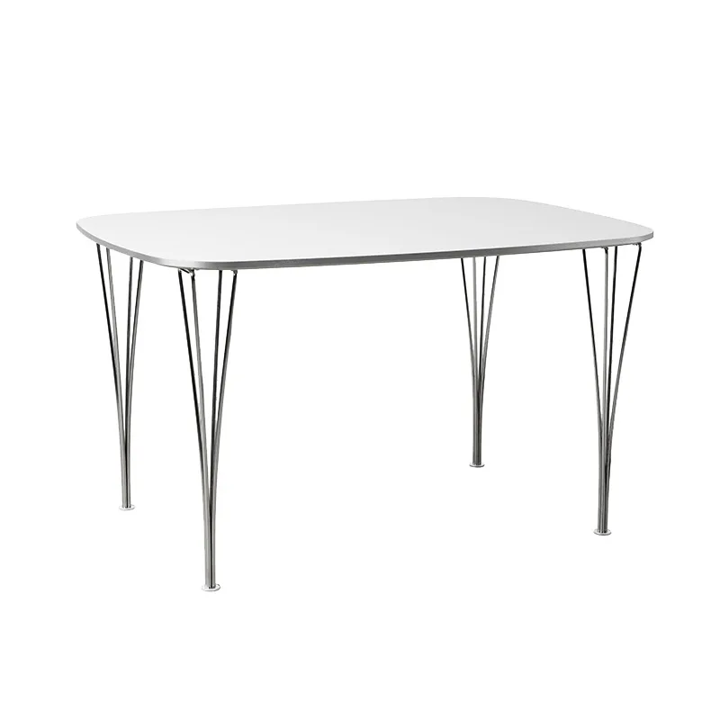 

Modern minimalist home creative dining table, small-sized iron oval white circular coffee table