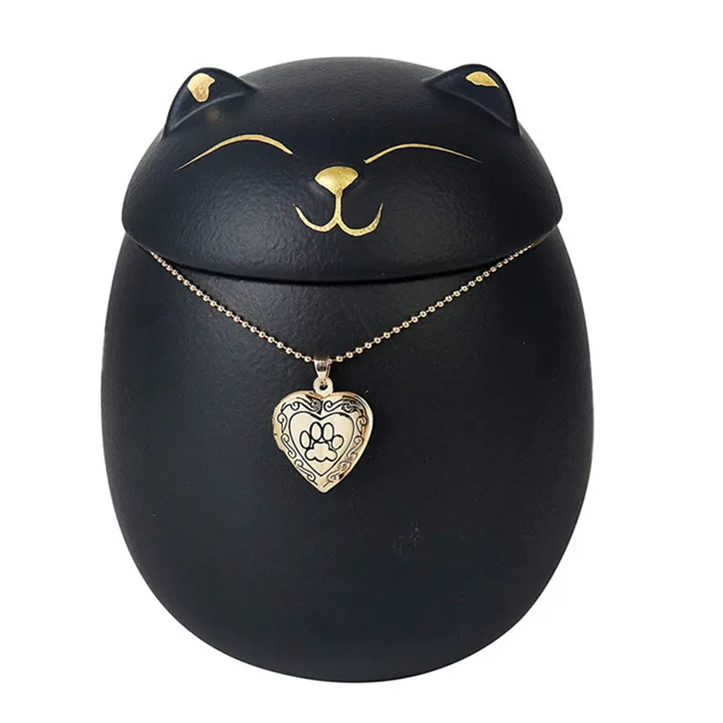 

Всегда помните, Классический сувенир, похоронные песочки для кошек и собак, керамические зонтики, урна (4,7 дюйма * 4,3 дюйма/до 70 фунтов/черная кошка)