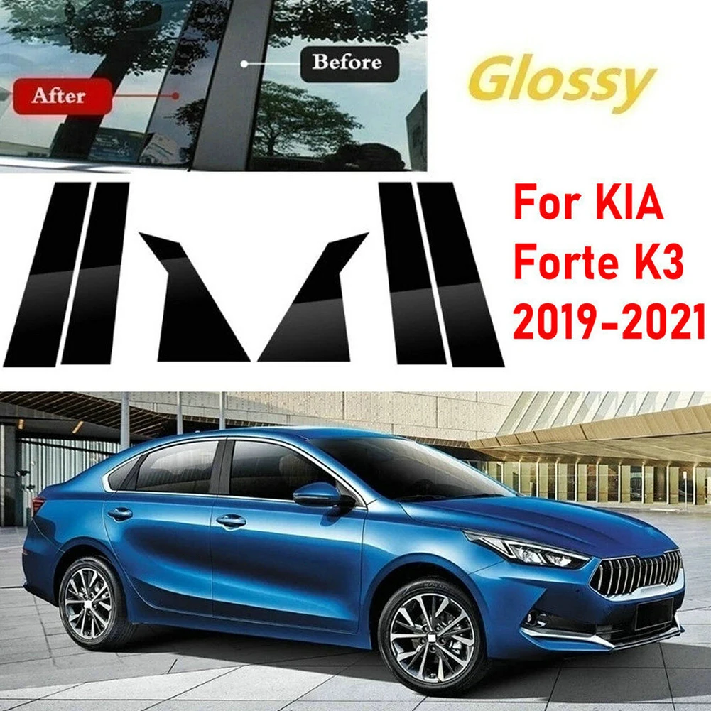 

Боковая накладка на дверную стойку, 6 шт. для KIA Forte K3 2019 2023 Седан Хэтчбек, глянцевый черный, устойчивый к царапинам материал