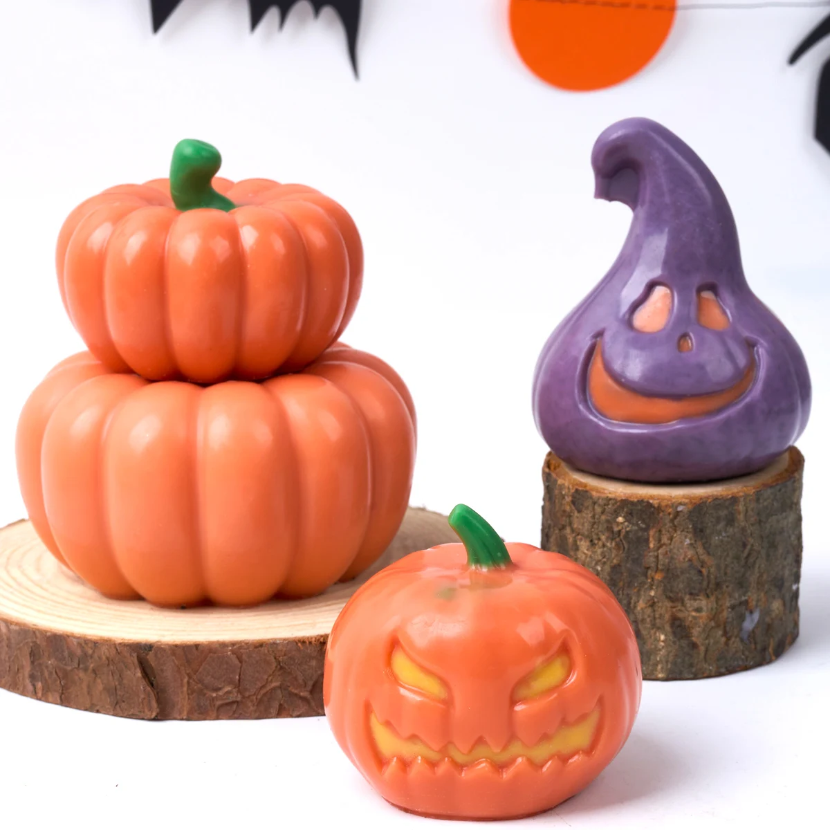 3D Expression Pumpkin Silicone Candle Mold DIY Halloween Ornaments Soap Making Plaster Resin Candlestick Molds Home Crafts Decor