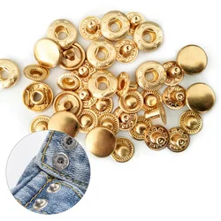 10 Sets Copper Metal Snap Fastener Button 10-20mm Copper Material Four Buckle Pack Press Stud Sewing Fasteners Jeans Clothes Bag