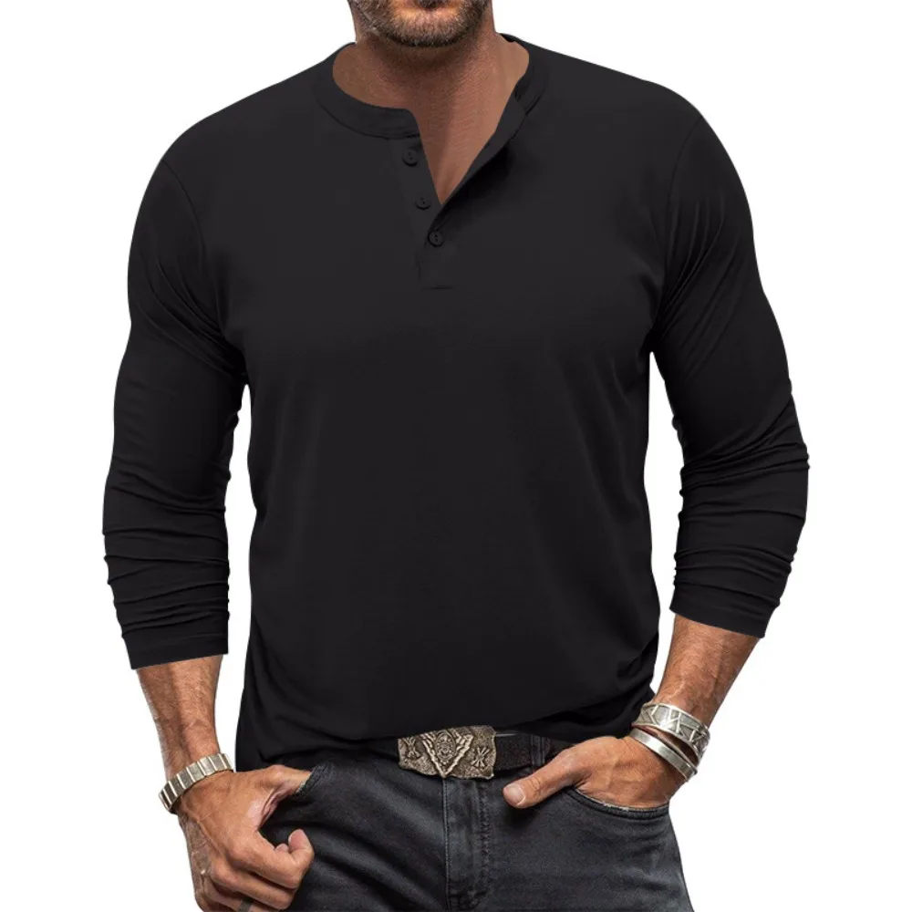 Summer New Men's Tops European and American Men's Long-sleeved Round Neck T-shirts Men's Bottoming Shirts T-shirt Clothes