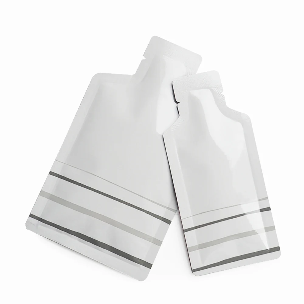 

200pcs White Bottle Shaped Pure Aluminum Foil Packaging Bags Bottome Opening Bag for Package Liquid Honey Syrup In Cosmetic