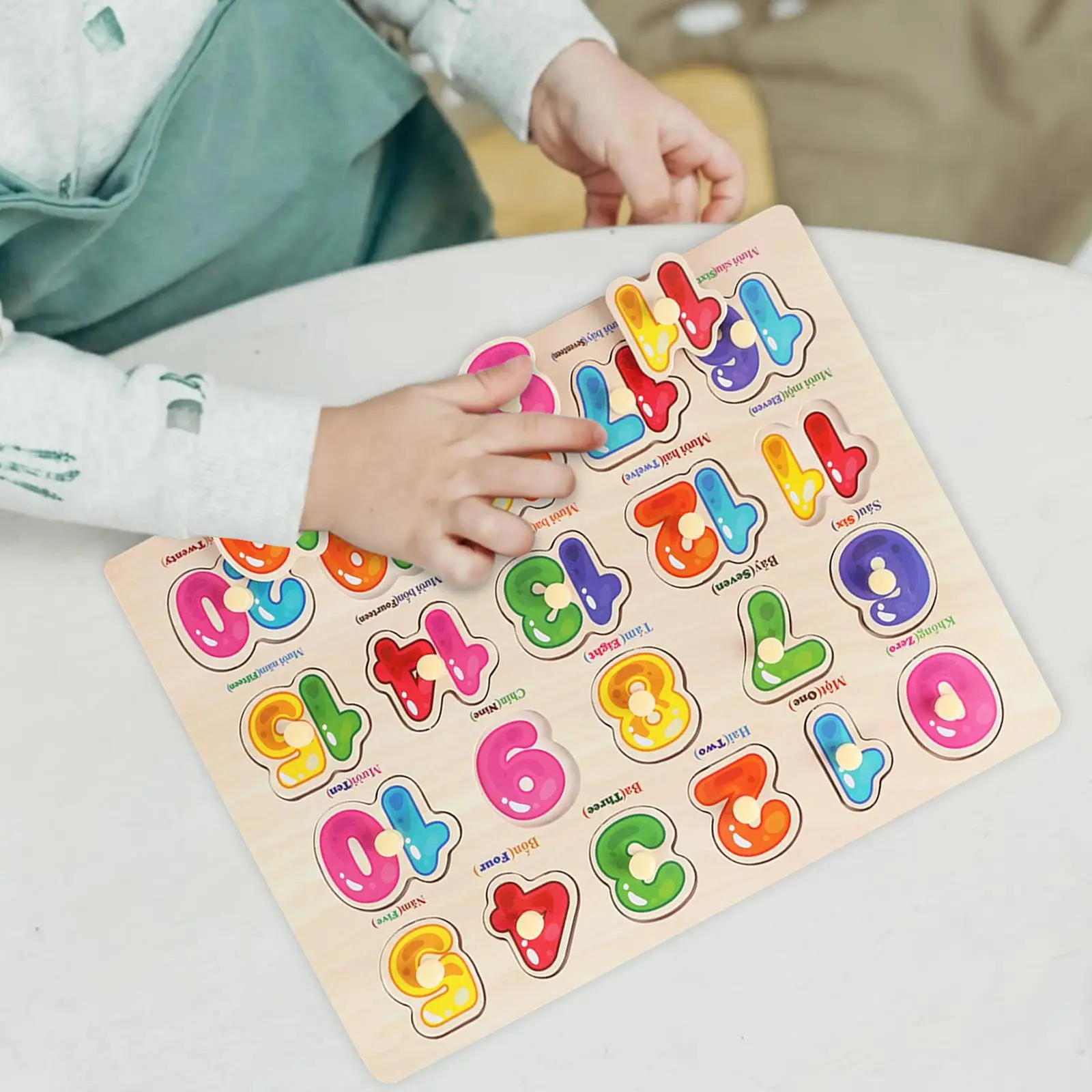 Montessori Wooden Number Puzzle Peg Board for Children Birthday Gifts