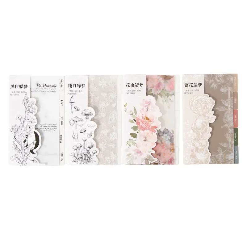 5Sheets PET Index Dividers Dream plant Decorative Material Notebooks School Supplies Writing Base Scrapbooking 203*115MM