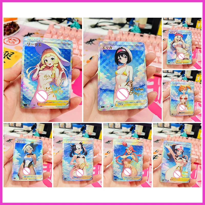 

Аниме Pokemon DIY ACG преломление игра Коллекционные карты Lillie Marnie Selene Misty Rosa Cynthia игрушки для мальчиков подарок на день рождения