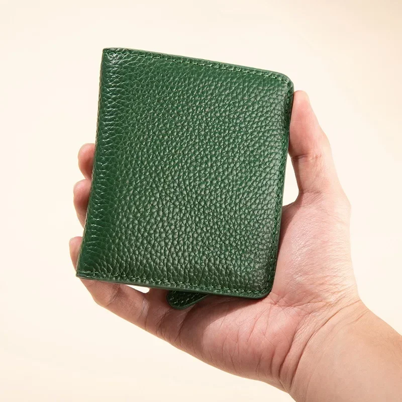 

Women's Genuine Leather Wallets Cowhide Purses Short Thin Small Wallet Button Ladies Card Holder Coin Purse