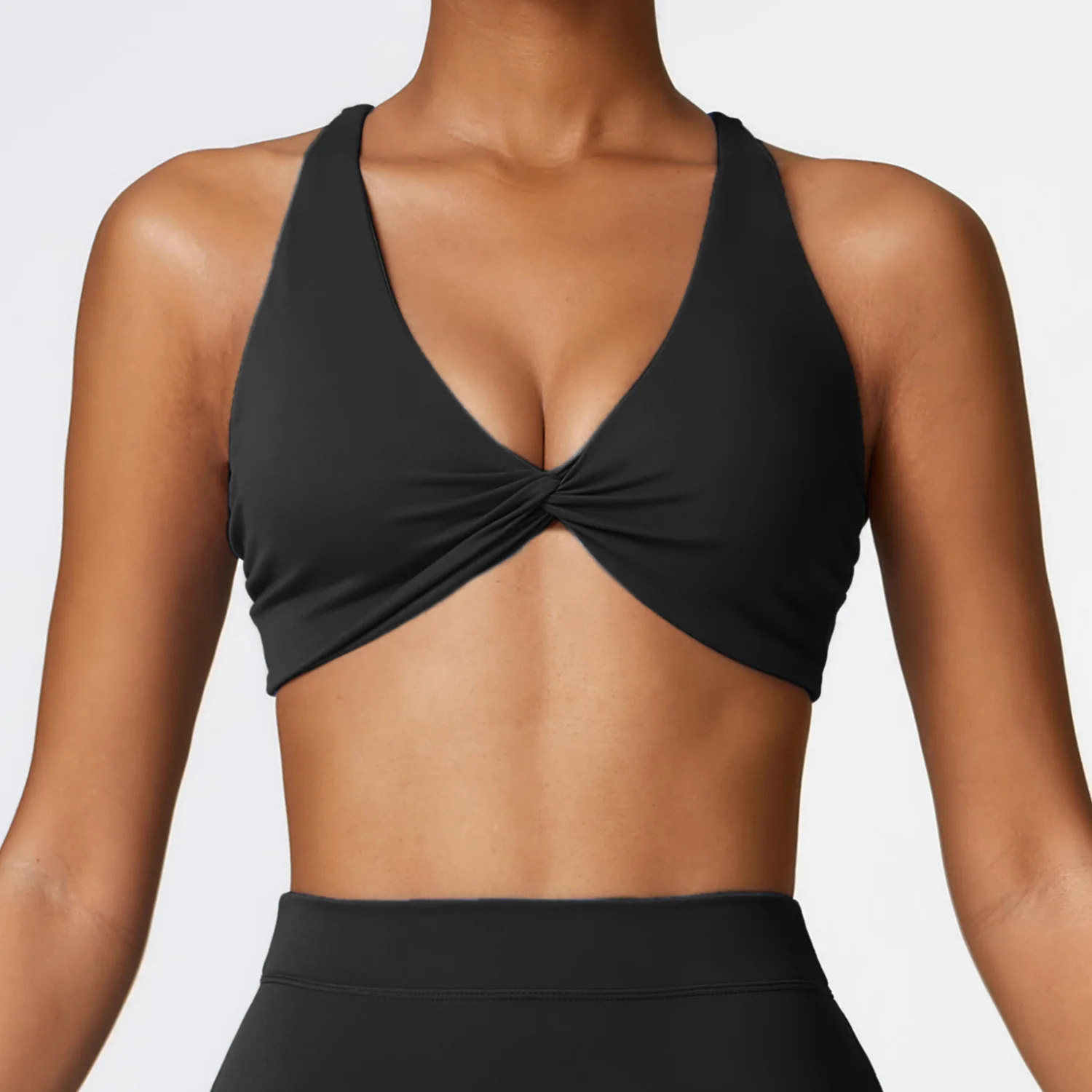 Sujetador deportivo con tirantes cruzados para mujer, ropa interior de Yoga de alto impacto, Bralette acolchado fruncido para correr, Fitness y