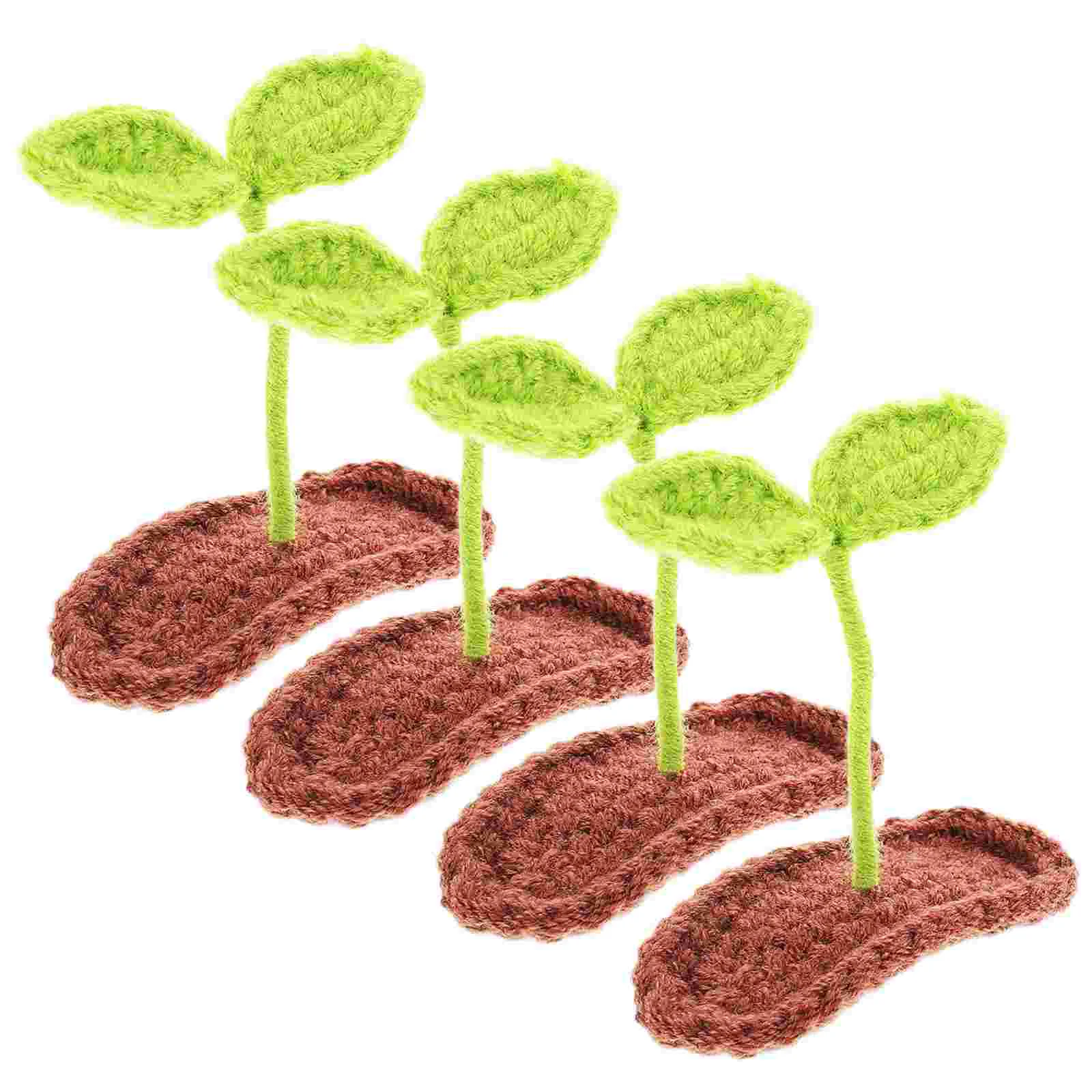 

4 Pcs Hand-woven Three-dimensional Grass Sprout Hairpin Bean Sprouts Clips for Toppers Plant Girl Accessories Kids