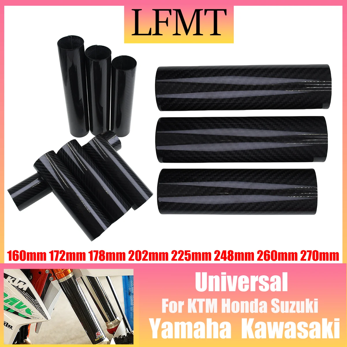 

160mm-260mm Carbon Fiber Front Fork Guard Wrap Cover for Kawasaki Suzuki Honda KTM Yamaha Motocross Universal Parts