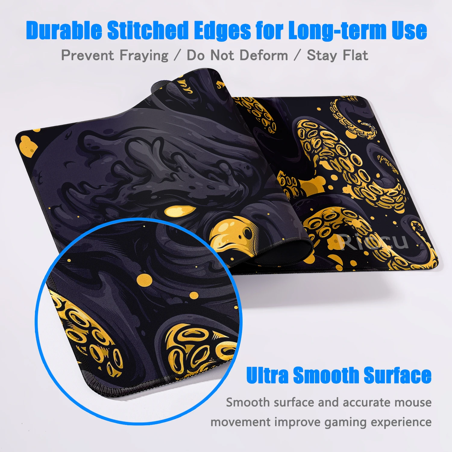 HD Art Octopus Mousepad Large Gaming Keyboard Mouse Mat Rubber Mouse Pad Purple Deskpad Black Mousemat Extended Tablemat 900x400