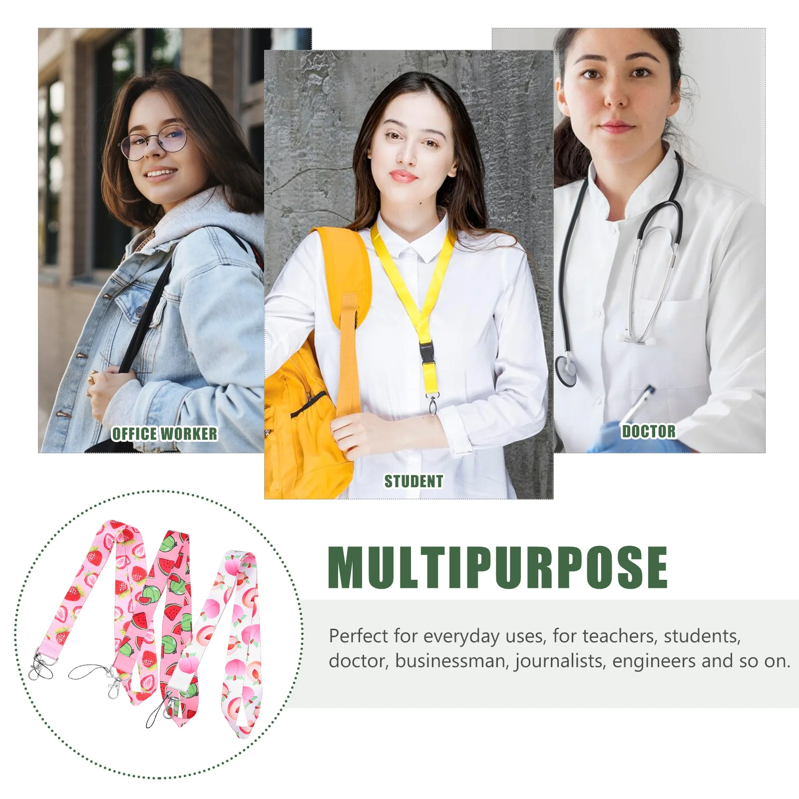 

3Pcs Polyester Id Card Lanyards Thick Clip Neck Hanging Ropes Lightweight Badge Holders for Office Work Use