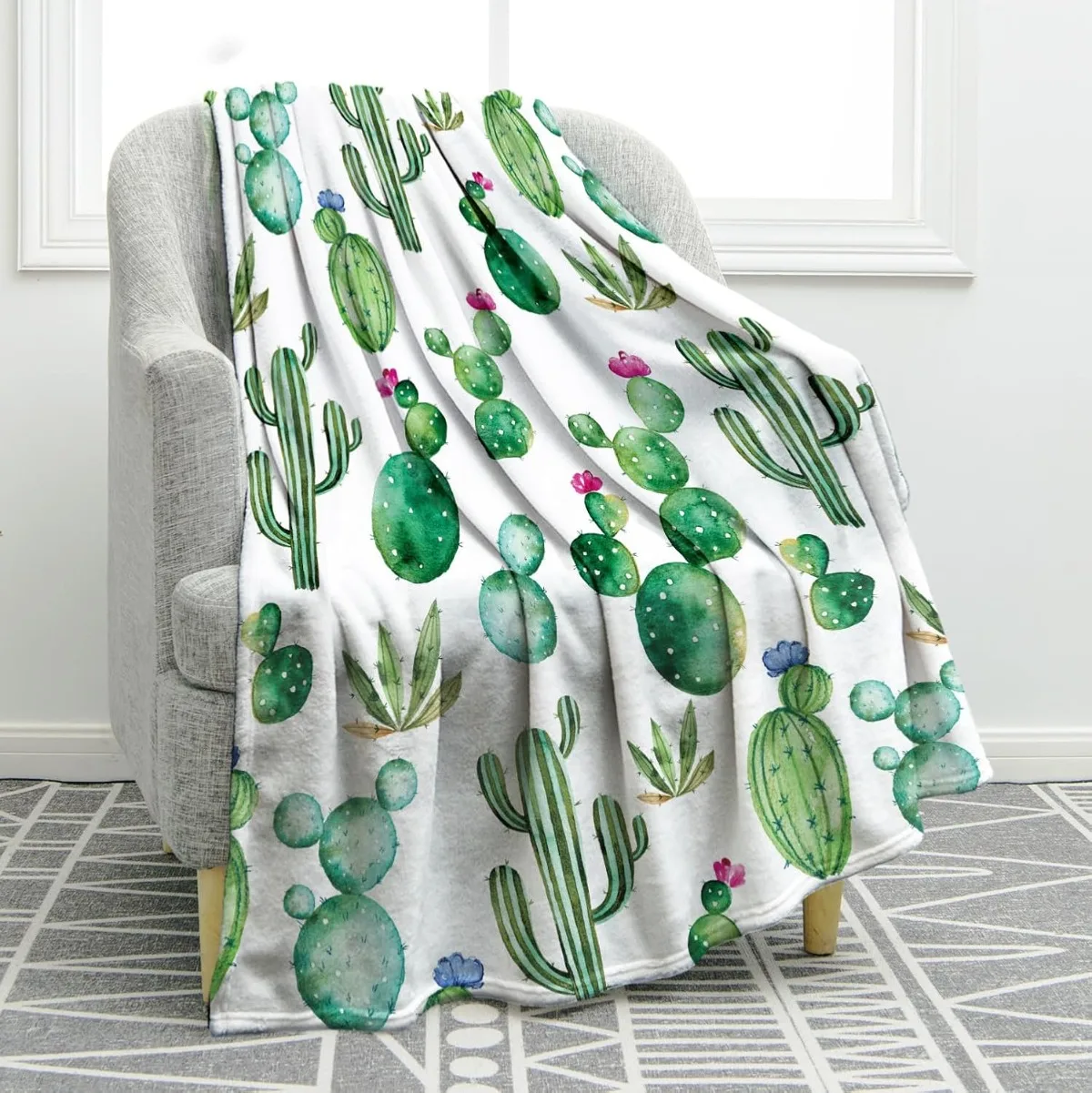 Cactus Flower Themed Gifts for Adult Kids, Birthday Valentine's Day Cactus Decor for Home Living Room Bed Travelling Camping