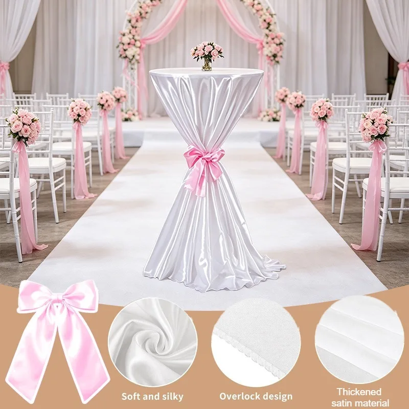 1PC Elastic Solid Color Round Highboy Cocktail Table Cover Stain Bar Tablecloth for Wedding Banquet Home Hotel Party Decoration