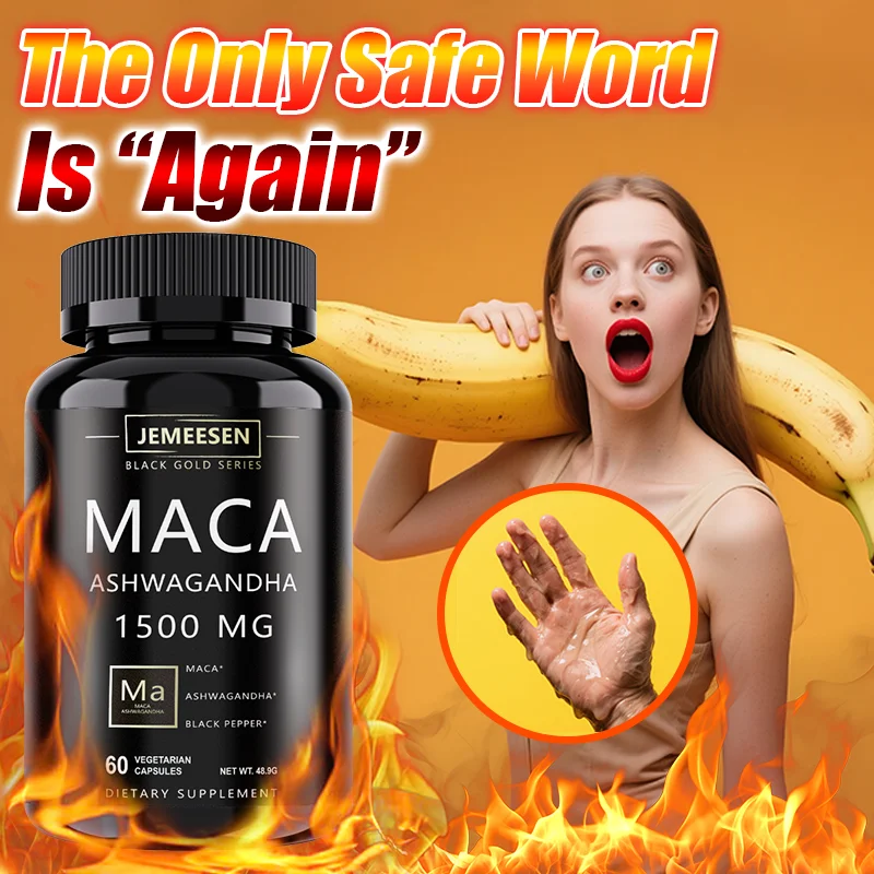 JEMEESEN - Cápsulas de extracto de raíz de maca Ashwagandha - 500 mg Ashwagandha 1000 mg Raíz de maca - Suplemento para hombres y mujeres para aliviar el estrés
