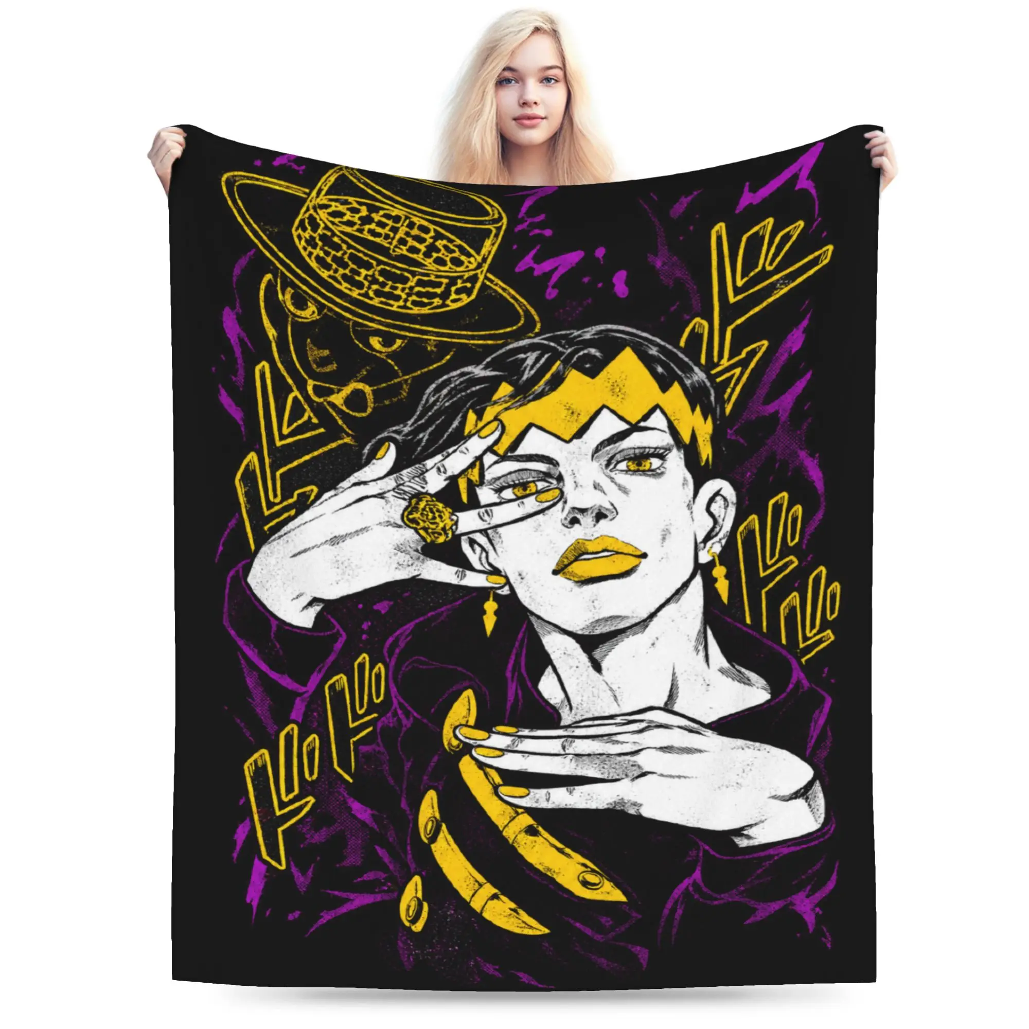 Jojo's Bizarre Adventure Rohan Kishibe Blanket Super Soft Fashion Plush Throw Blanket For Outdoor Flannel Bedspread Bed Cover