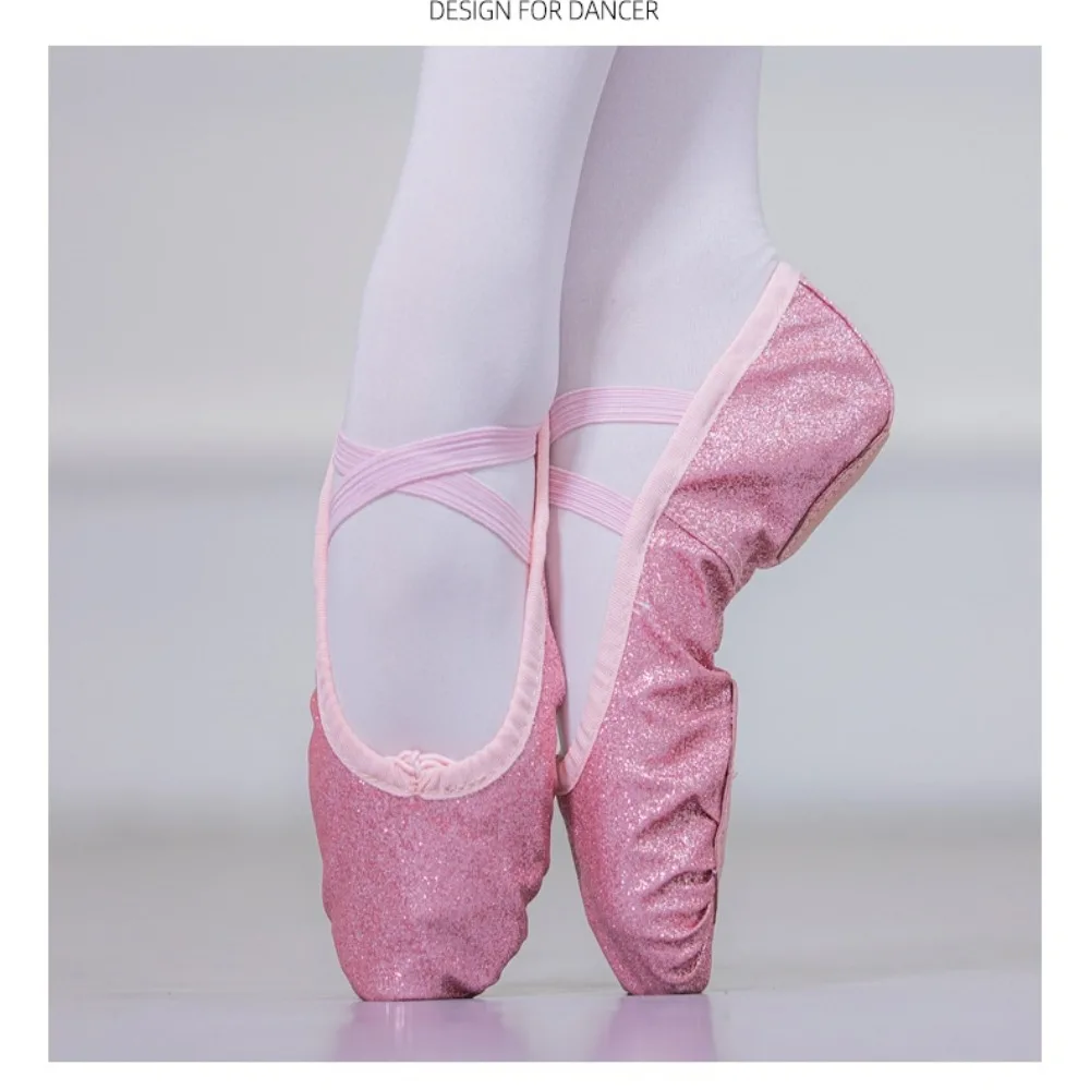 1 Pair of Children Rose Gold Girls' Ballet Shoes Elastic Soft Sole Cat Claw Shoes Lovely Professional Princess Shoes Dance Class