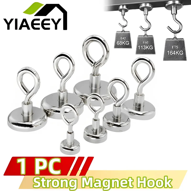 Super Strong Neodymium Fishing Magnet Hook N52 Heavy Duty Rare Earth Magnet with Countersunk Hole Eyebolt Salvage Magnet