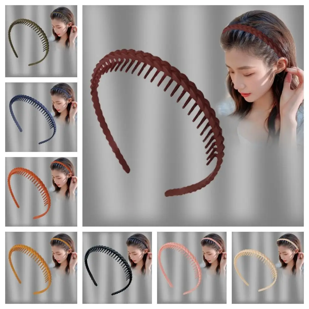 Simple Acrylic Teeth Matte Hair Hoop Korean Style Solid Color Non-slip Hairband Headband Headdress Make Up