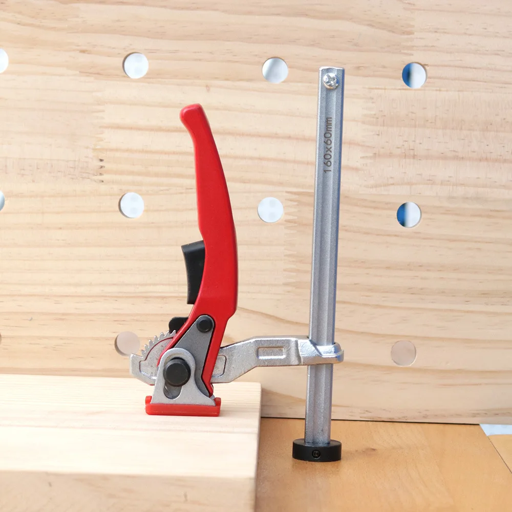 Heavy-Duty Ratchet Workbench Clamp, Woodworking Table Material Rapid Clamping Fixture, Base Diameter 16mm 19mm 20mm 28mm