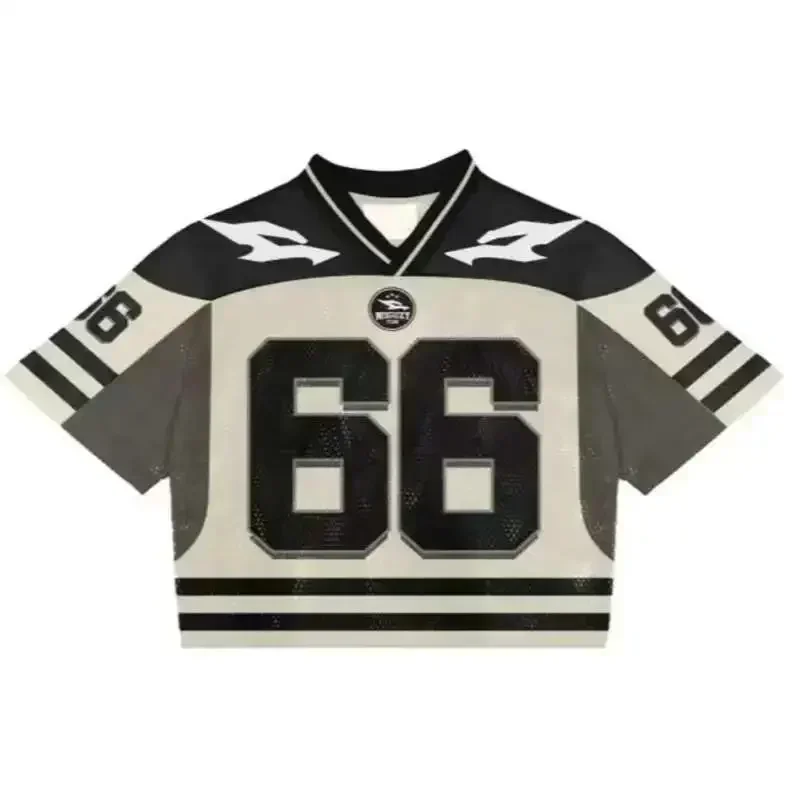 

Y2K American T-shirt Harajuku Hip Hop Fashion Football Jersey Streetwear Vintage Casual Breathable Splicing Loose Short Sleeve