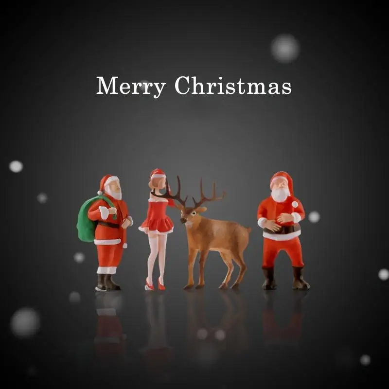 Muñeco de Papá Noel de alce de Navidad en miniatura, escala 1/64, modelo Mini DIY, paisajismo, accesorios de fotografía a pequeña escala, decoración de exhibición